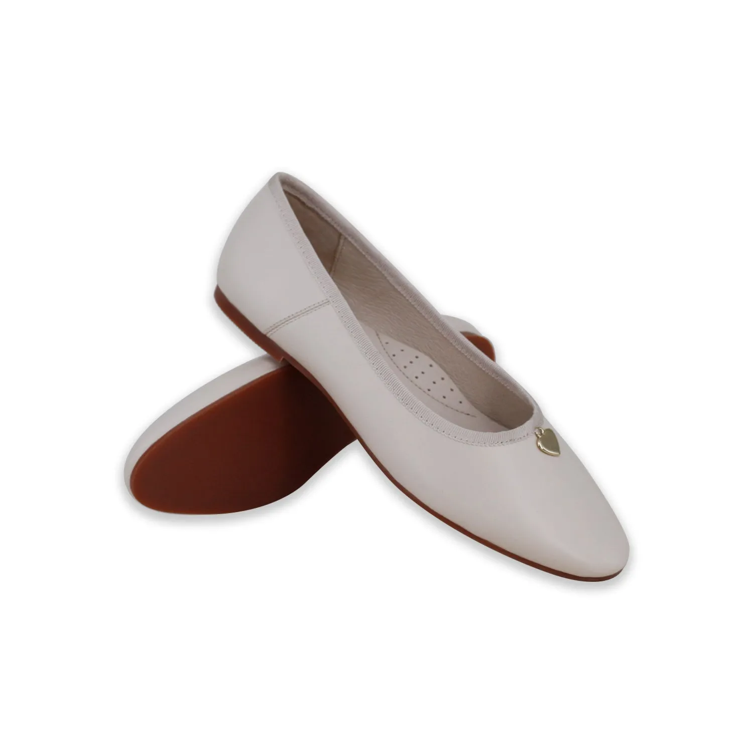 shoes luci flats with heart charm - blush nude