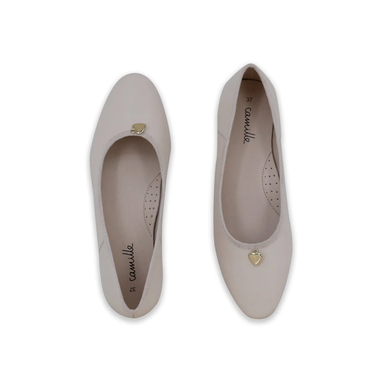 shoes luci flats with heart charm - blush nude