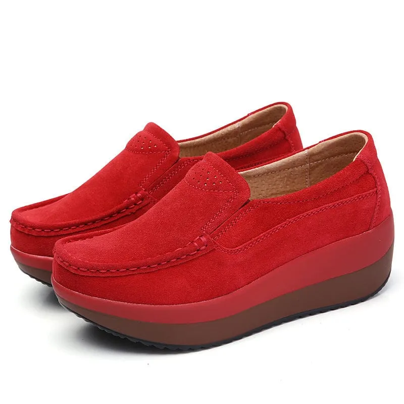 Suede Loafers with Wedge Sole