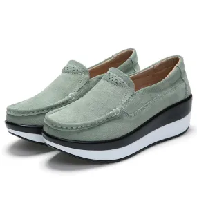 Suede Loafers with Wedge Sole