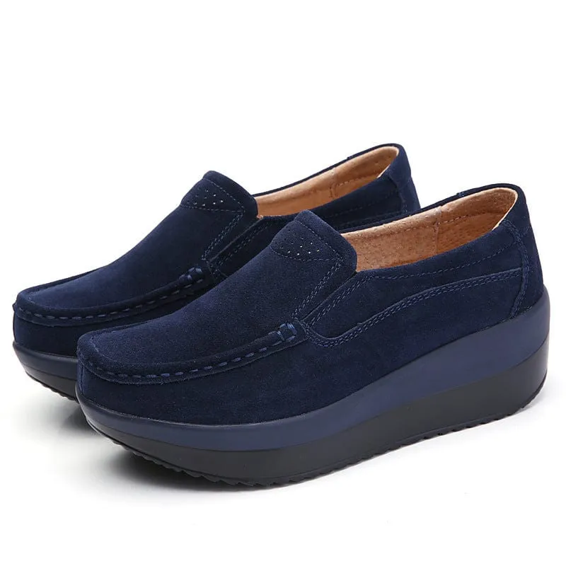 Suede Loafers with Wedge Sole