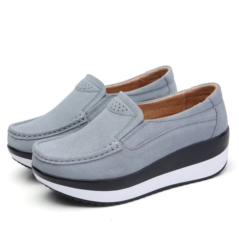 Suede Loafers with Wedge Sole