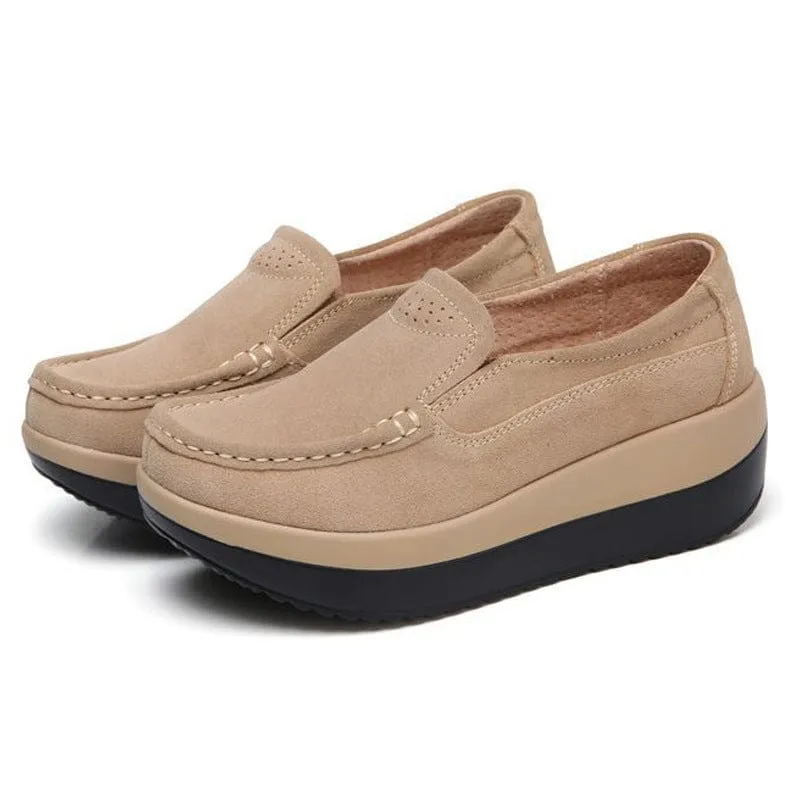 Suede Loafers with Wedge Sole