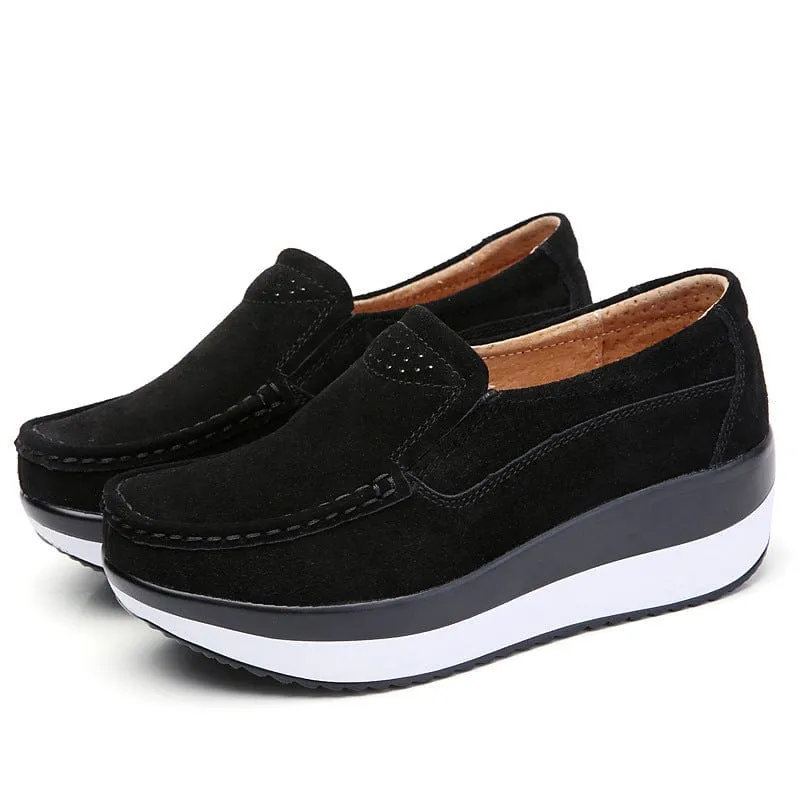 Suede Loafers with Wedge Sole