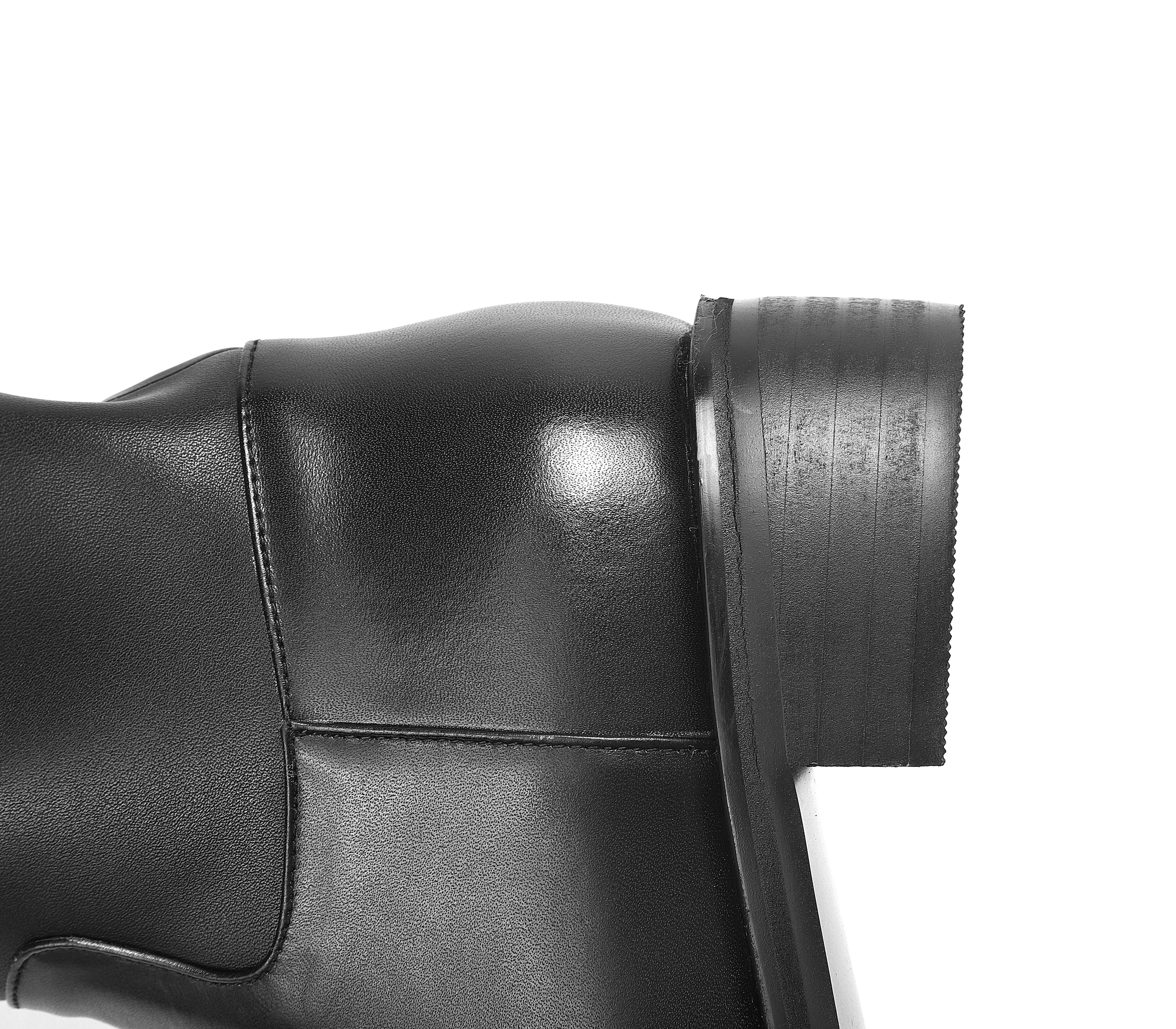 TinaCus Women's Genuine Leather Round Toe Handmade Half Side Zipper Low Chunky Heel Over Knee Boots