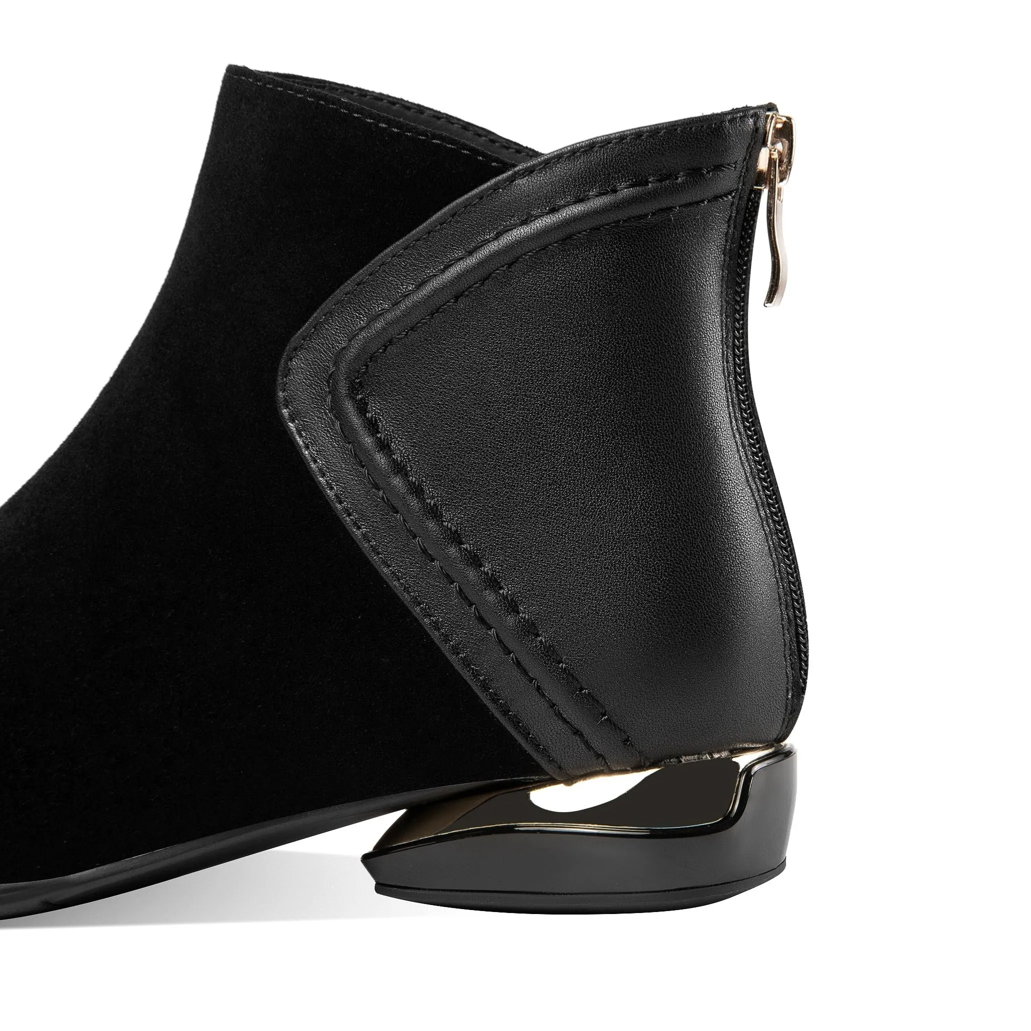 TinaCus Women's Genuine Leather Suede Handmade Back Zip Flat Ankle Boots