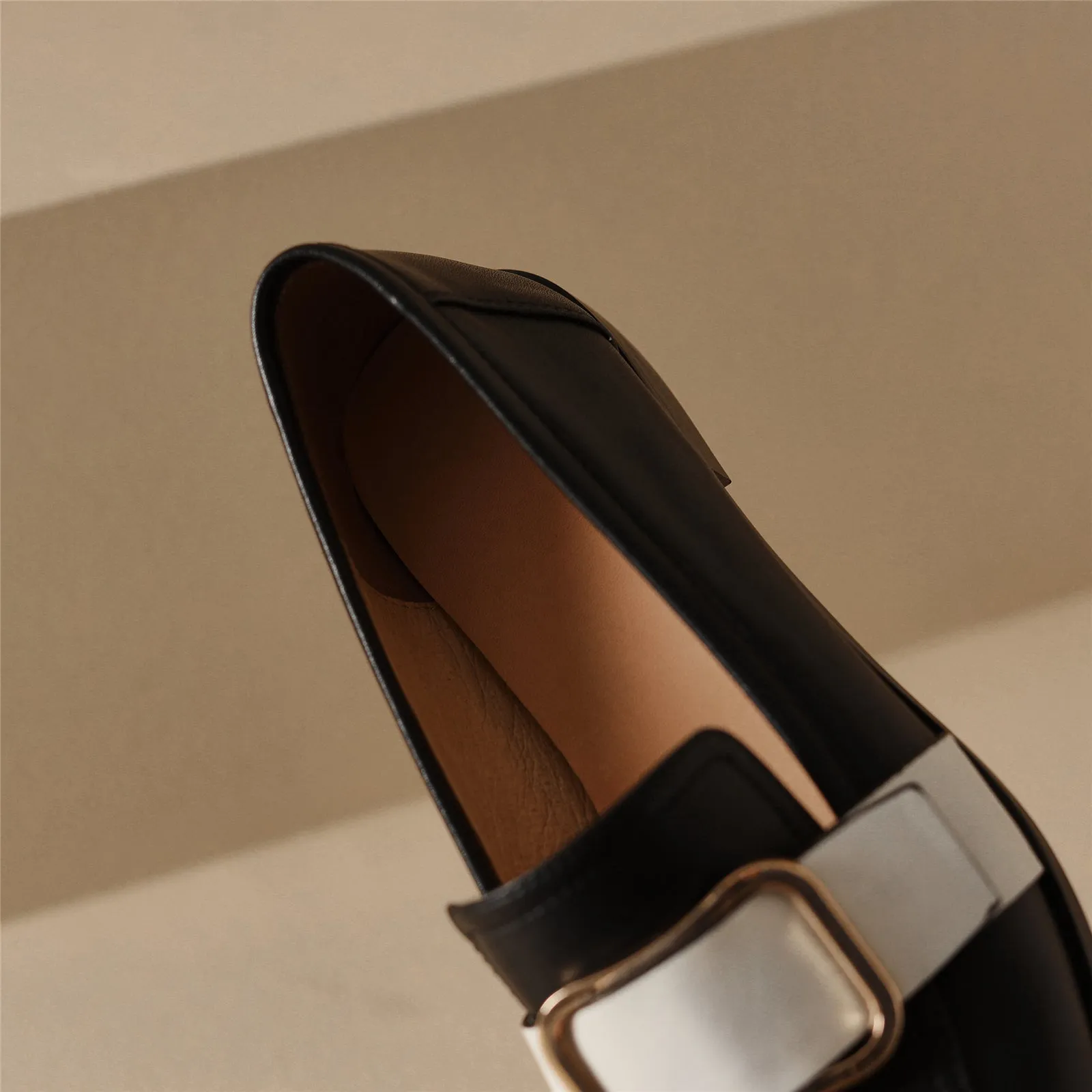 TinaCus Women's Handmade Genuine Leather Belt Design Slip On Flat Comfortable Loafer Pumps Shoes