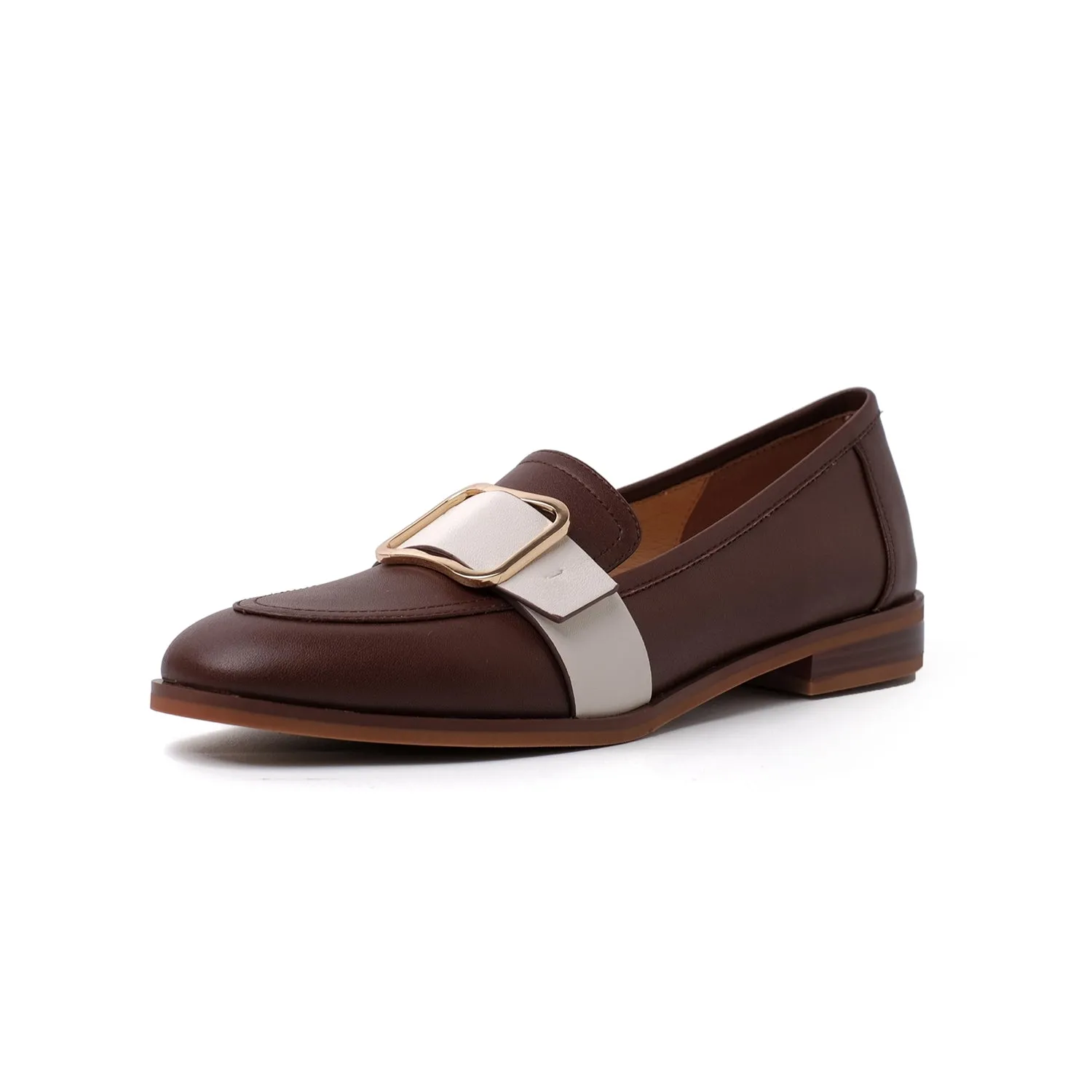 TinaCus Women's Handmade Genuine Leather Belt Design Slip On Flat Comfortable Loafer Pumps Shoes