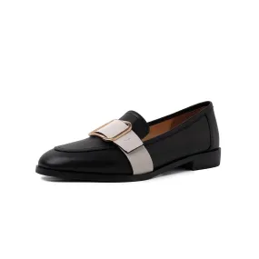 TinaCus Women's Handmade Genuine Leather Belt Design Slip On Flat Comfortable Loafer Pumps Shoes