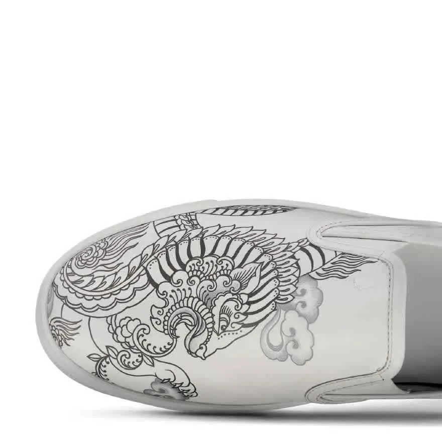 Tod's Men's Pantofola Bianco Gommino Moccasins Loafers White Leather Sneakers