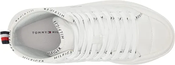 Tommy Hilfiger GEMMY High Top Sneaker White Lace Up Rounded Toe Walking Shoe Bootie