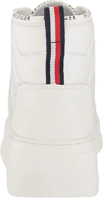 Tommy Hilfiger GEMMY High Top Sneaker White Lace Up Rounded Toe Walking Shoe Bootie