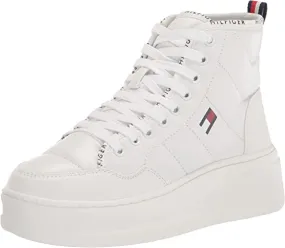 Tommy Hilfiger GEMMY High Top Sneaker White Lace Up Rounded Toe Walking Shoe Bootie