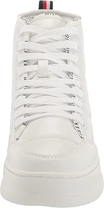 Tommy Hilfiger GEMMY High Top Sneaker White Lace Up Rounded Toe Walking Shoe Bootie