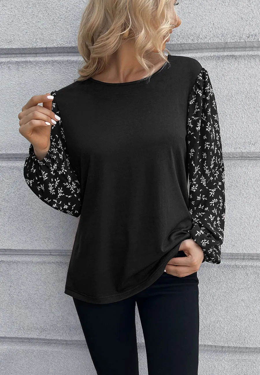 Two Tone Floral Light Sweater