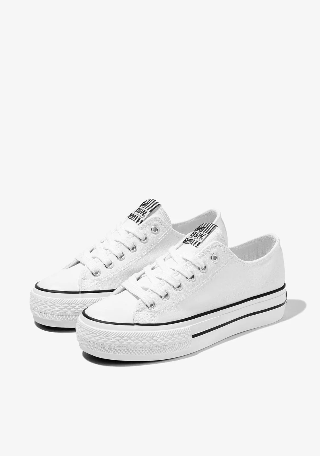 Unisex White Basic Sneakers Canvas B&W