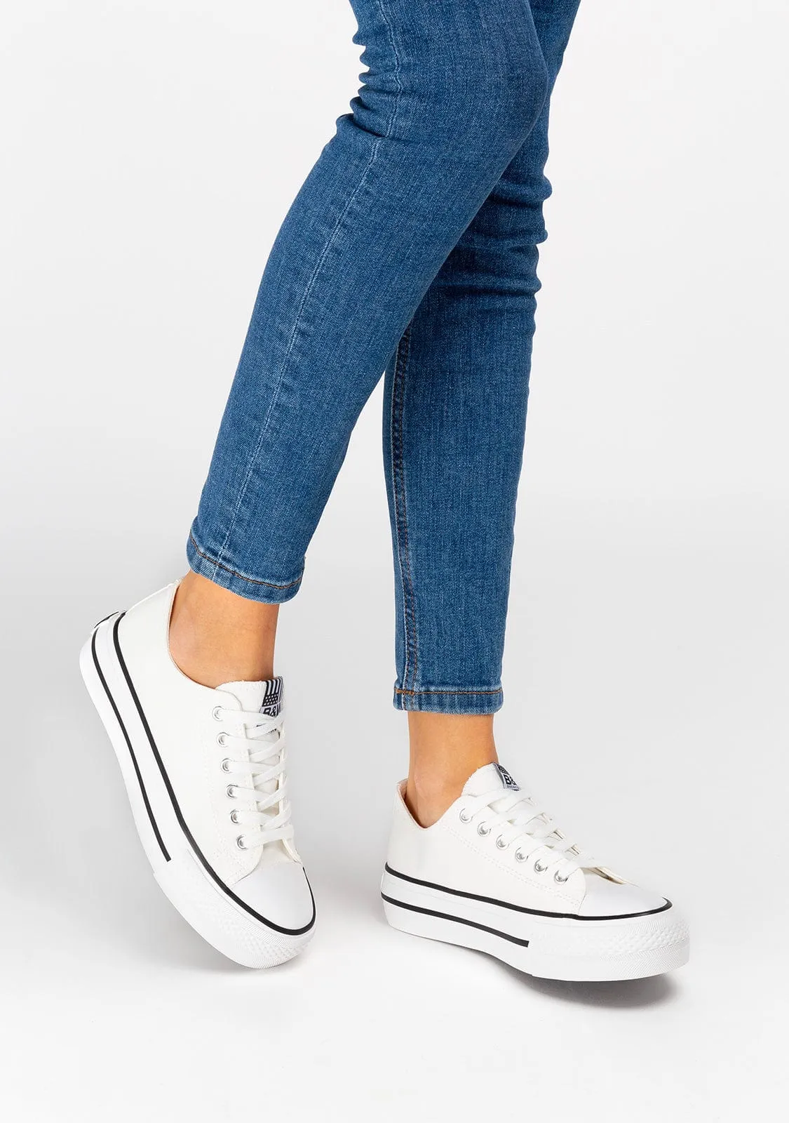 Unisex White Basic Sneakers Canvas B&W