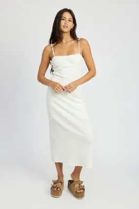 White Fitted Midi Dress
