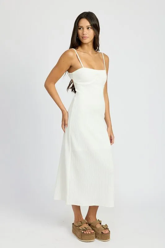 White Fitted Midi Dress