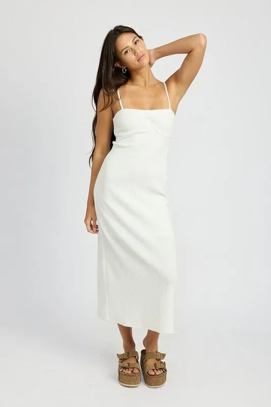 White Fitted Midi Dress