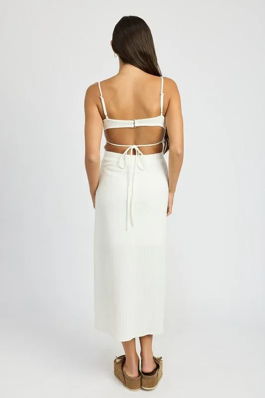 White Fitted Midi Dress