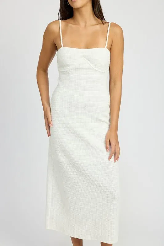 White Fitted Midi Dress