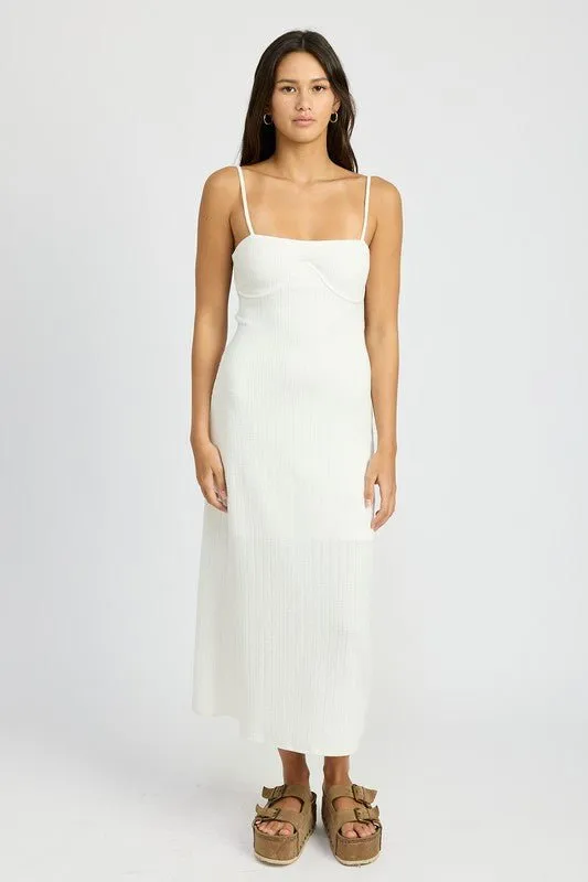 White Fitted Midi Dress