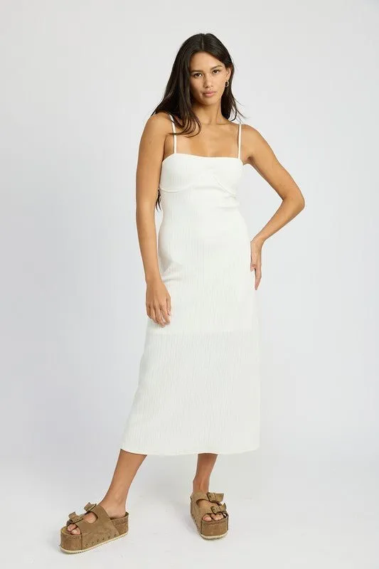 White Fitted Midi Dress