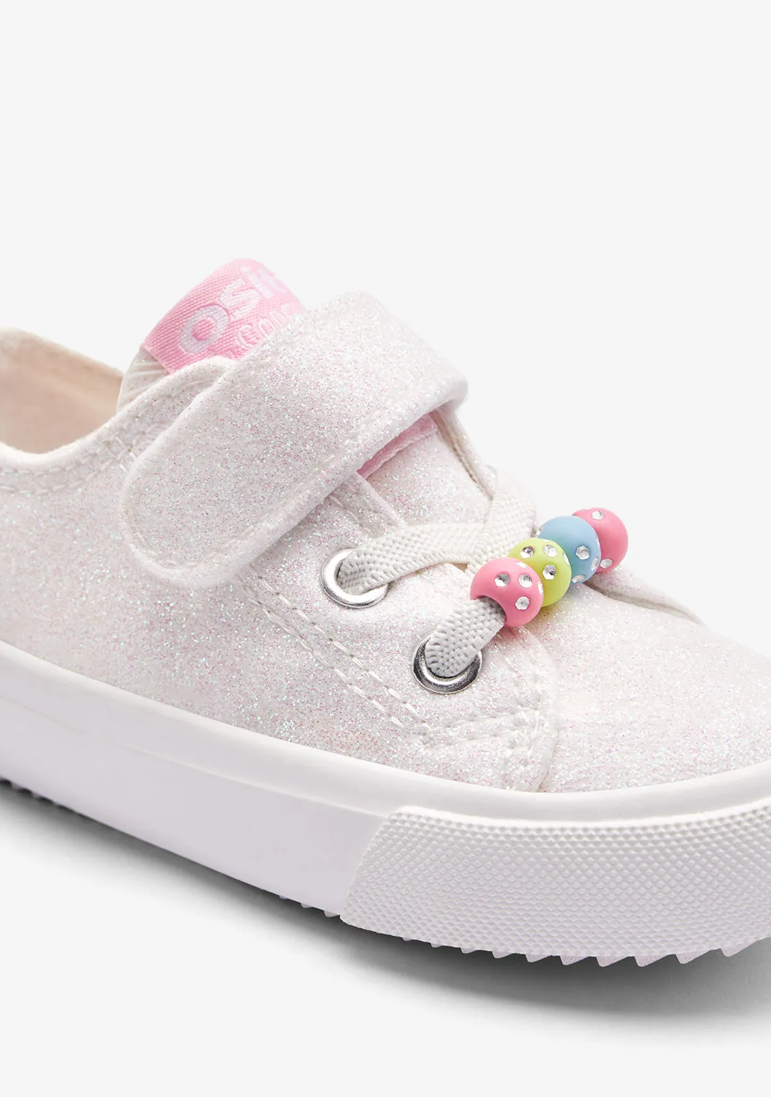 White Glitter Low Sneakers