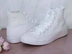 White Pearl Hi top Converse.