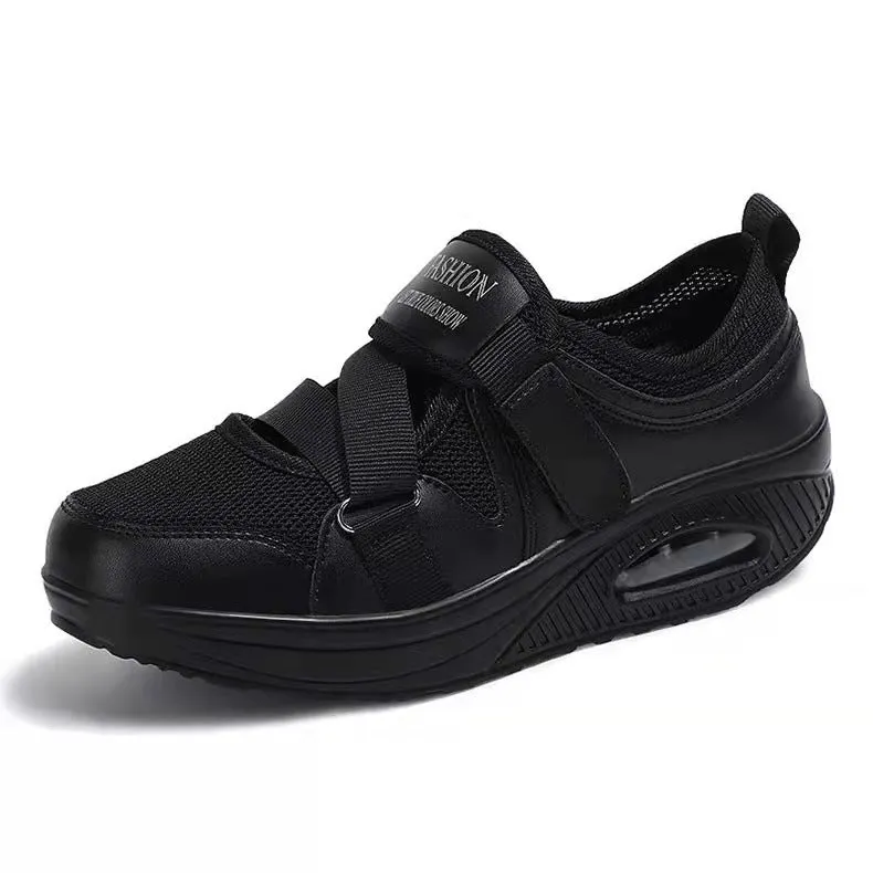 Women Solid Color Velcro  Light Breathable Size Air Shoes