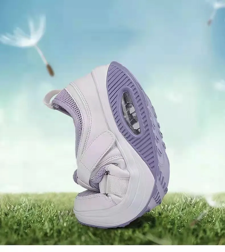 Women Solid Color Velcro  Light Breathable Size Air Shoes