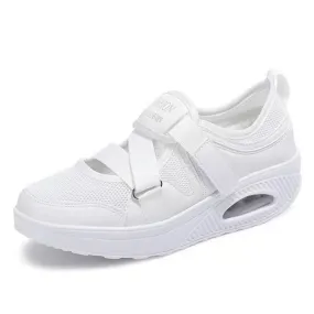 Women Solid Color Velcro  Light Breathable Size Air Shoes