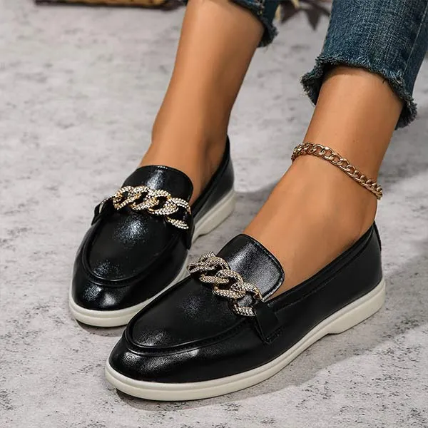 Women's Fashion Rhinestone Embellished Flat Casual Loafers 53708676C