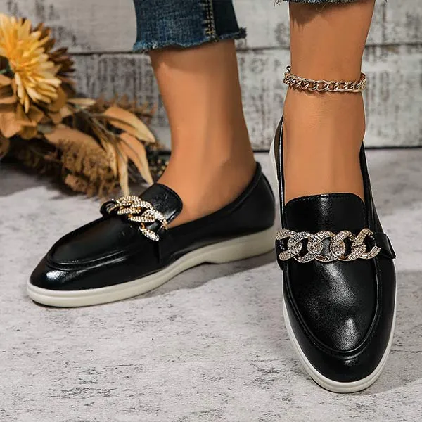 Women's Fashion Rhinestone Embellished Flat Casual Loafers 53708676C