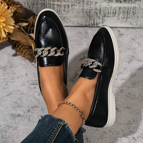 Women's Fashion Rhinestone Embellished Flat Casual Loafers 53708676C