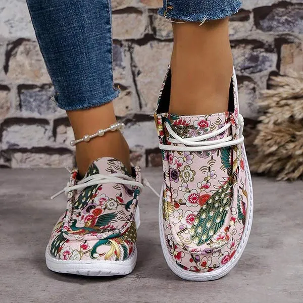Women's Flat Printed Casual Canvas Shoes 59583532C
