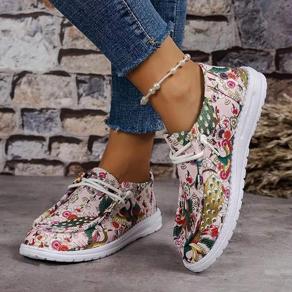 Women's Flat Printed Casual Canvas Shoes 59583532C