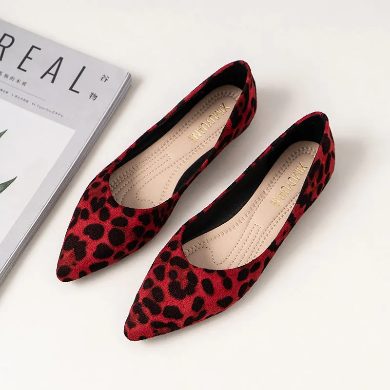 Women's leopard pointed toe flats