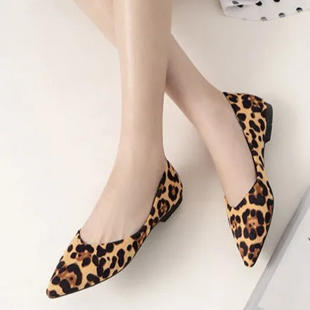 Women's leopard pointed toe flats