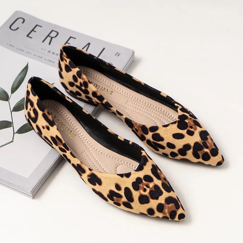 Women's leopard pointed toe flats