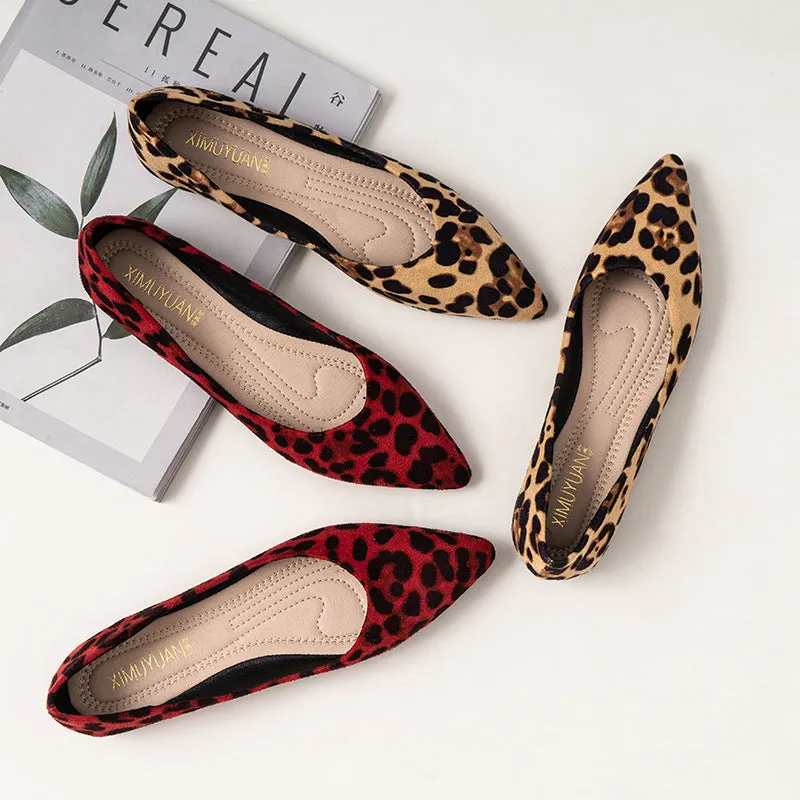 Women's leopard pointed toe flats