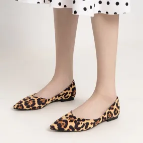 Women's leopard pointed toe flats