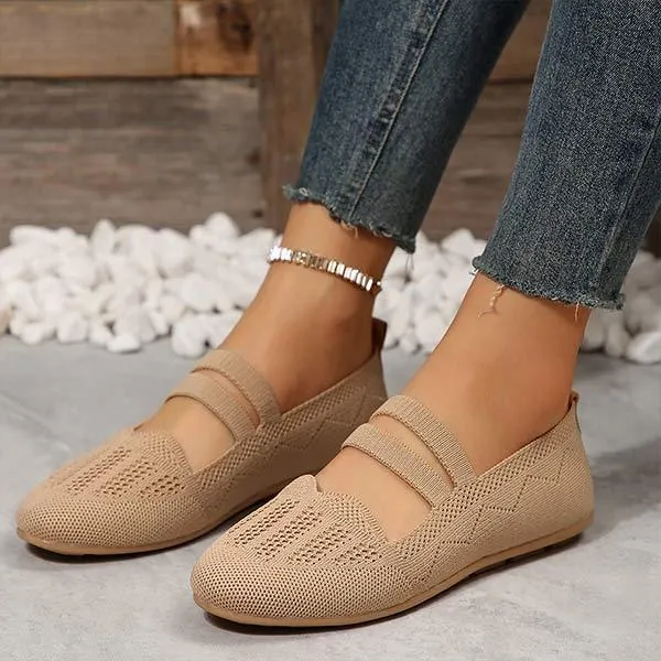 Women's Slip-On Knitted Casual Flat Shoes 76257228C
