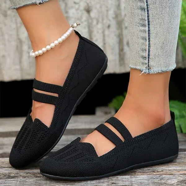 Women's Slip-On Knitted Casual Flat Shoes 76257228C